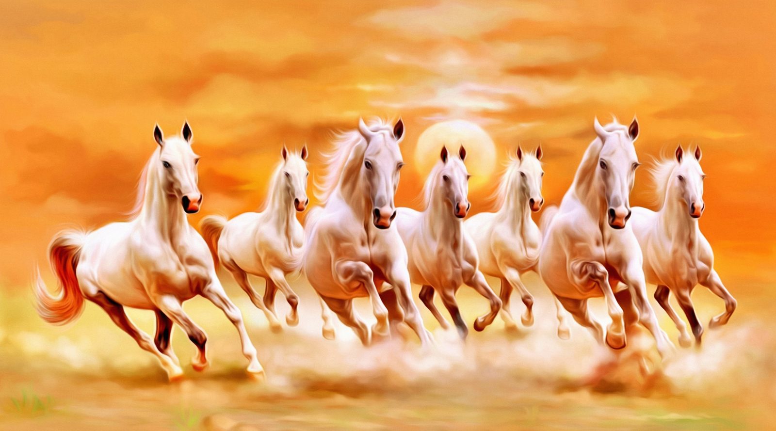 Seven Horses Canvas Painting As Per Vastu In Right Direction With